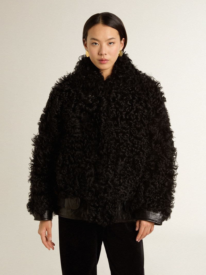 Golden Goose Women's black shearling jacket outlook