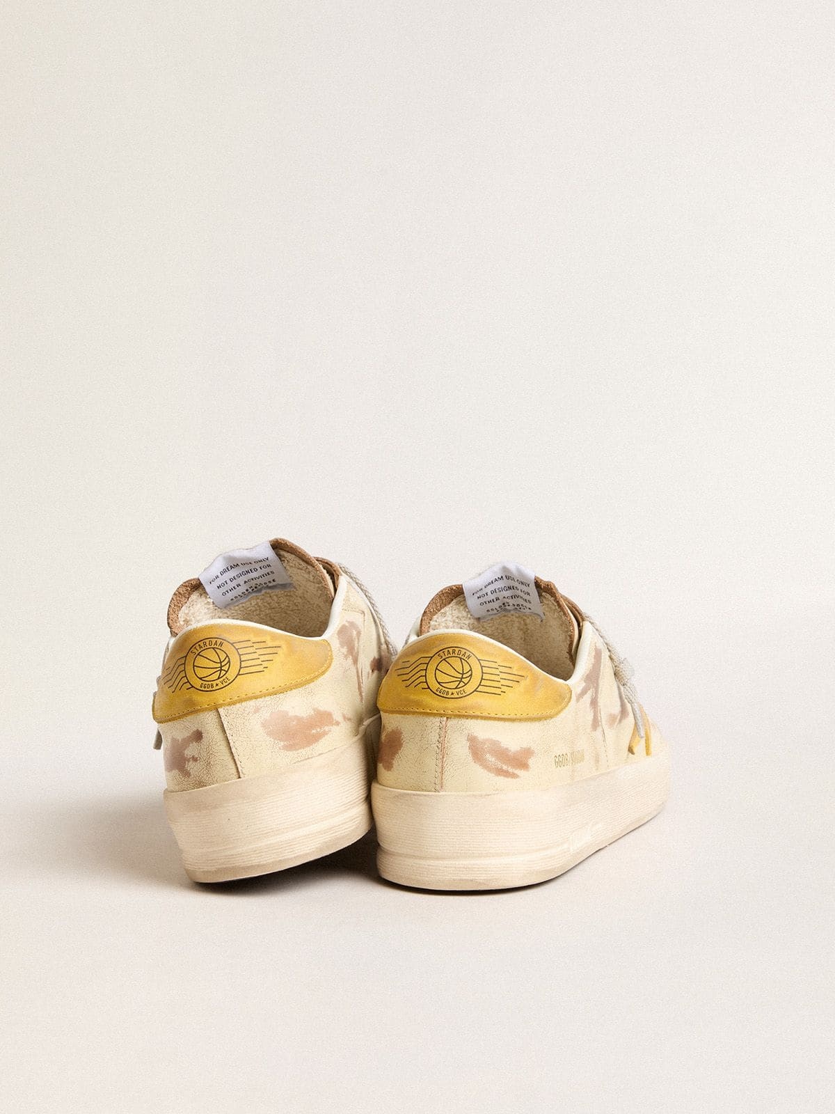 Men's Stardan in beige leather with honey-colored nubuck star and heel tab - 4