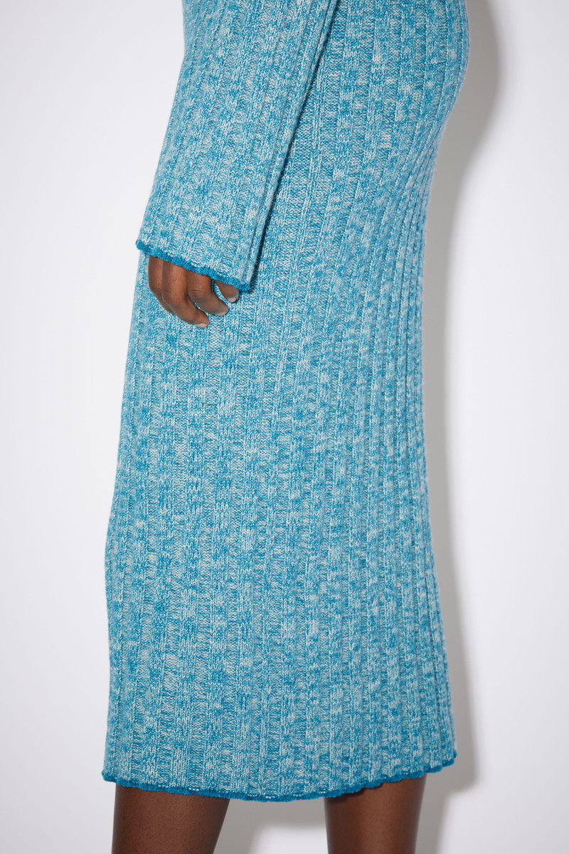 Polo ribbed knit dress - Grey/Turqouise 4