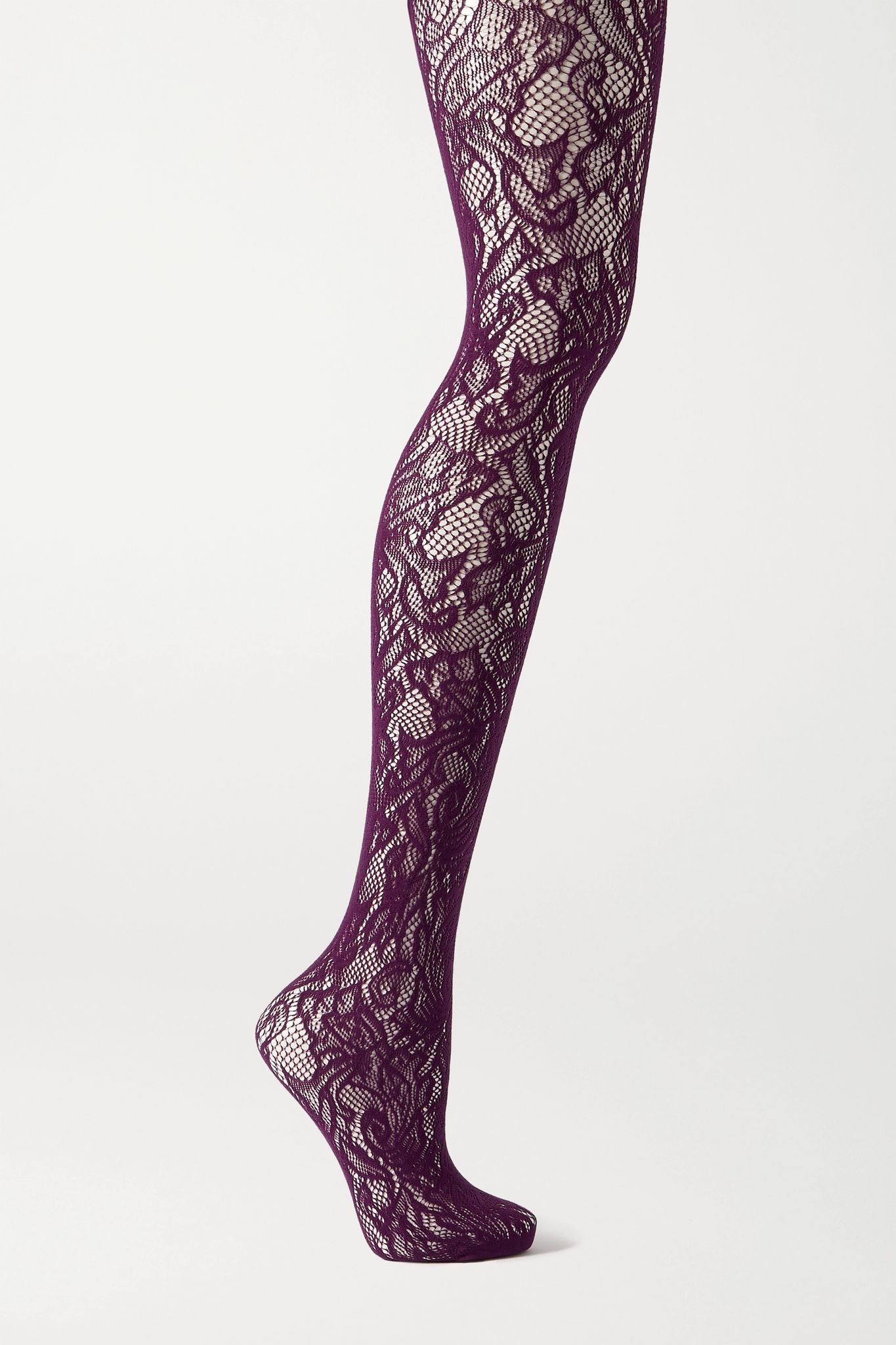 Floral stretch-lace tights - 1