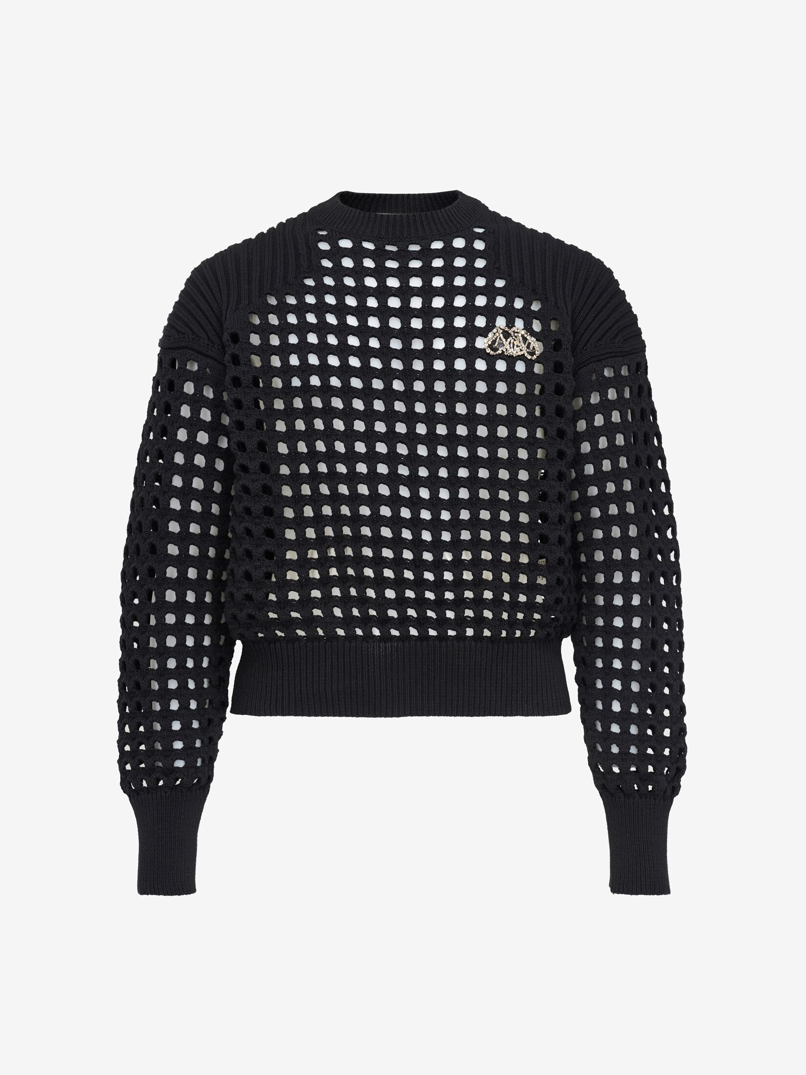 Men's Textured Mesh Jumper in Black/crystal - 1