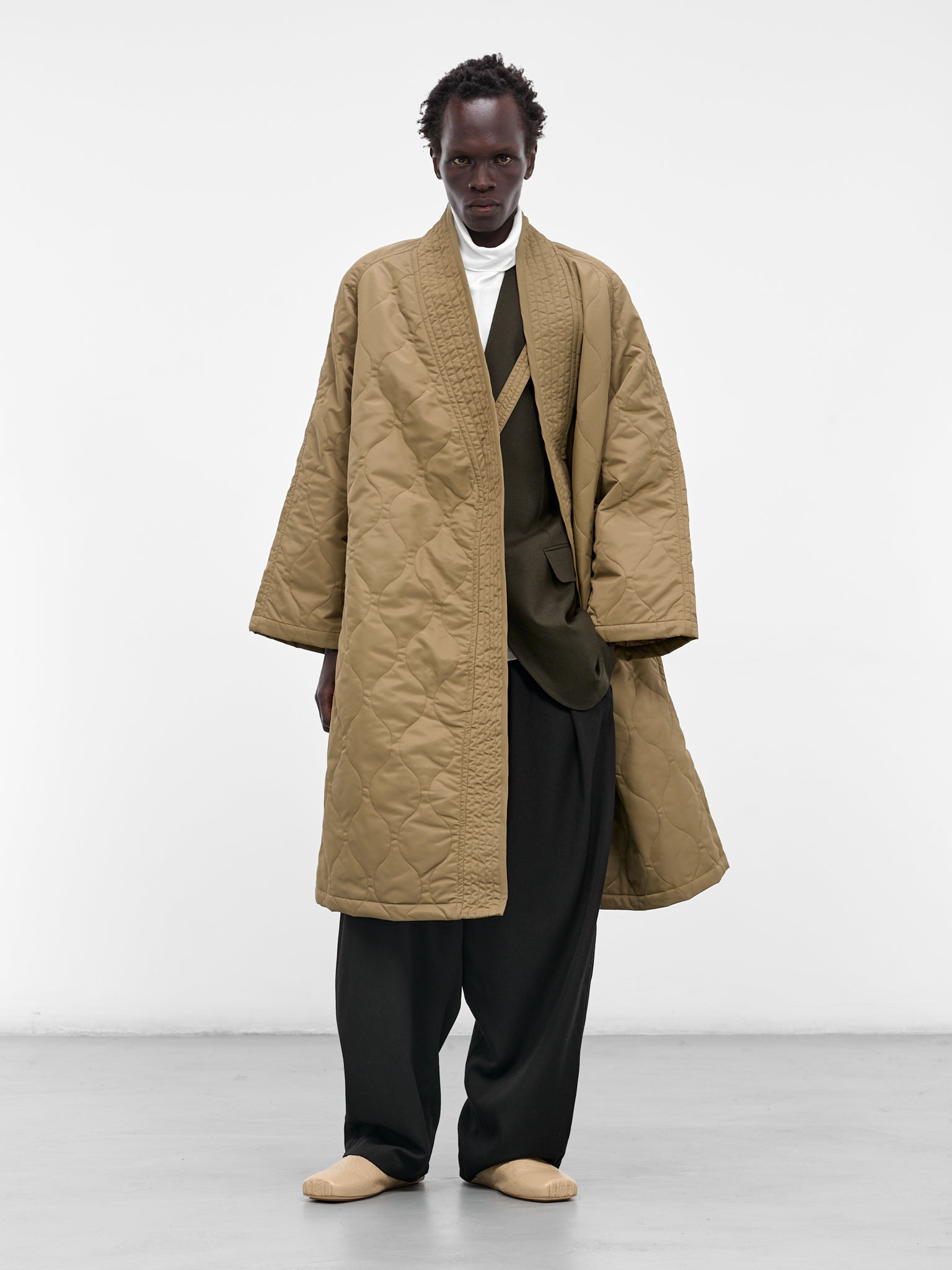 Dark Olive Lapelless Wool Blazer - 6