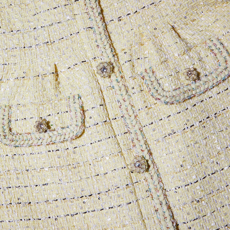 self-portrait Yellow Boucle Mini Dress - PF23-906S-Y | REVERSIBLE