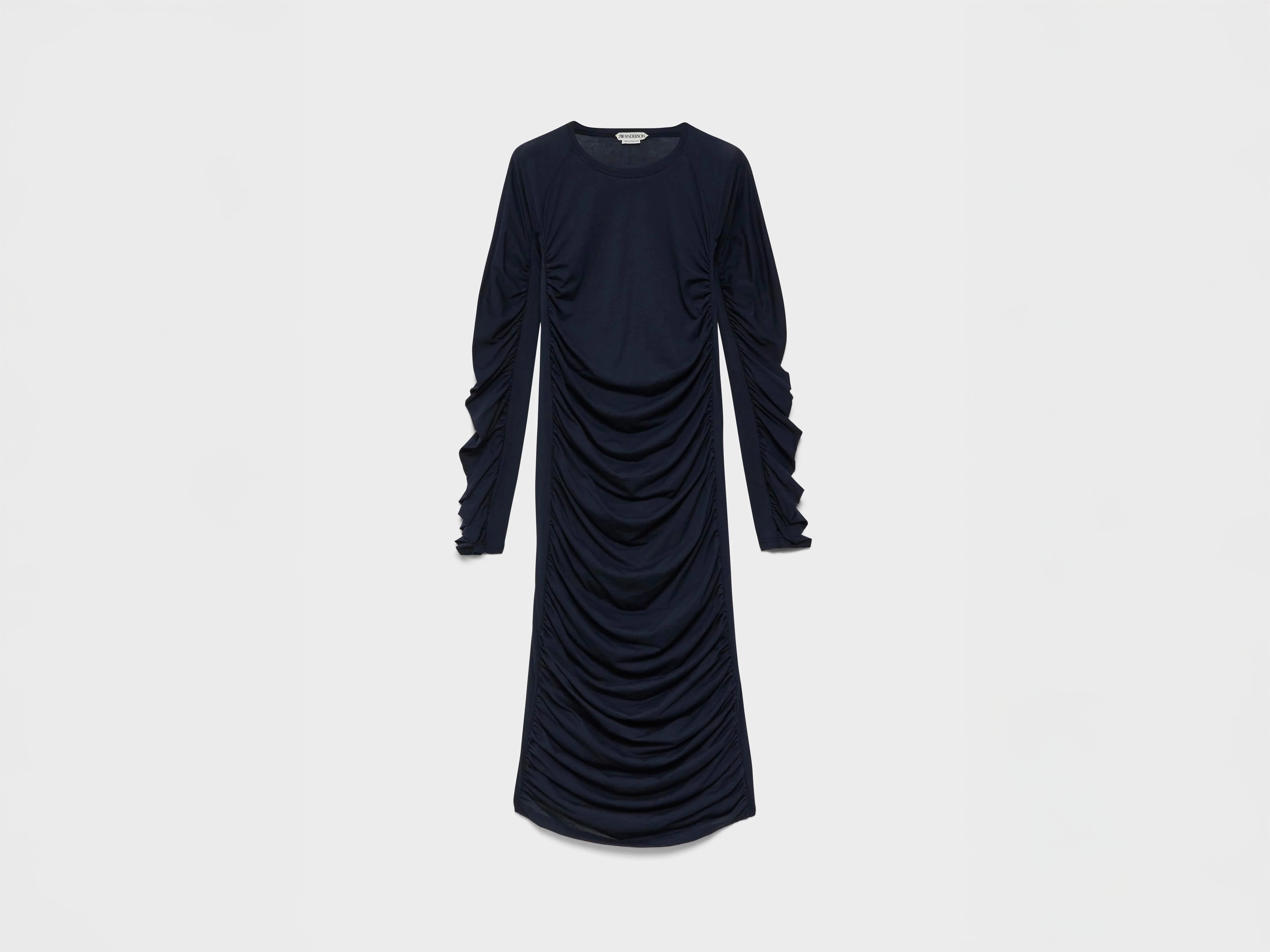 WOMENS RUCHED JERSEY DRESS IN NAVY - 1