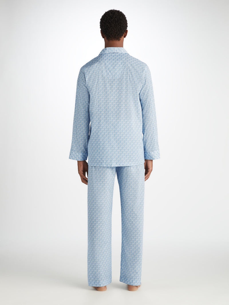 Men's Classic Fit Pyjamas Ledbury 72 Cotton Batiste Blue - 4