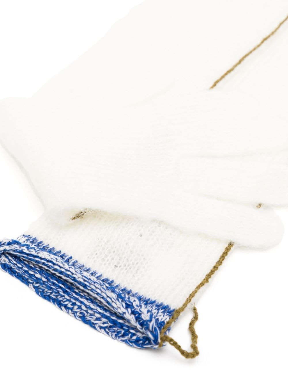 contrast-stitch open-knit gloves - 2