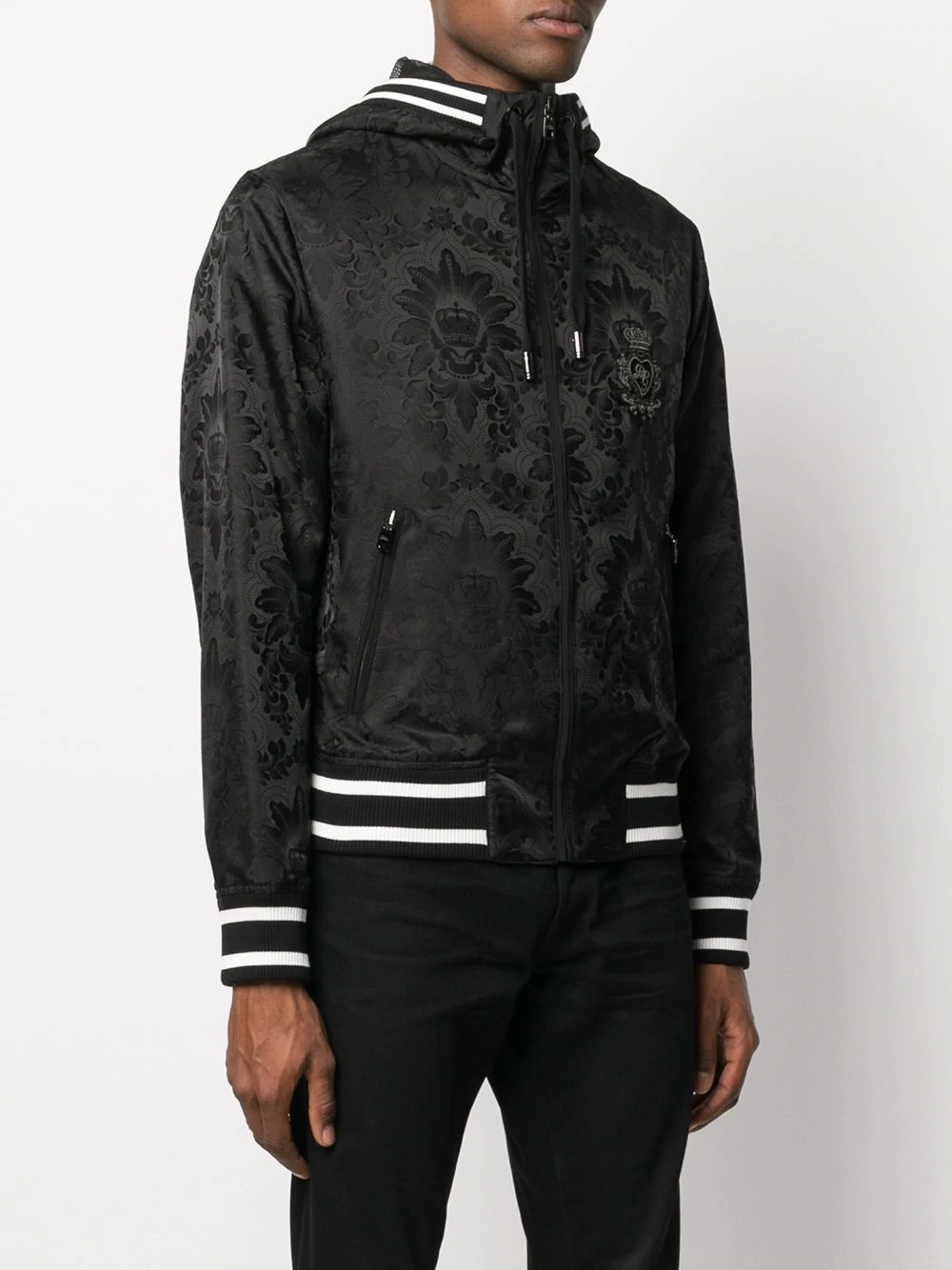 Baroque-jacquard hooded bomber jacket - 3