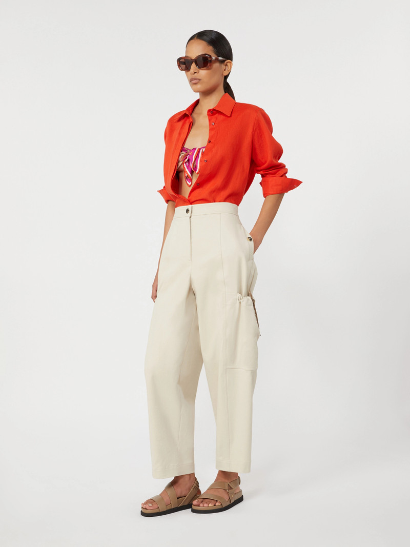 Max Mara FALASCO Linen canvas shirt - CORAL outlook