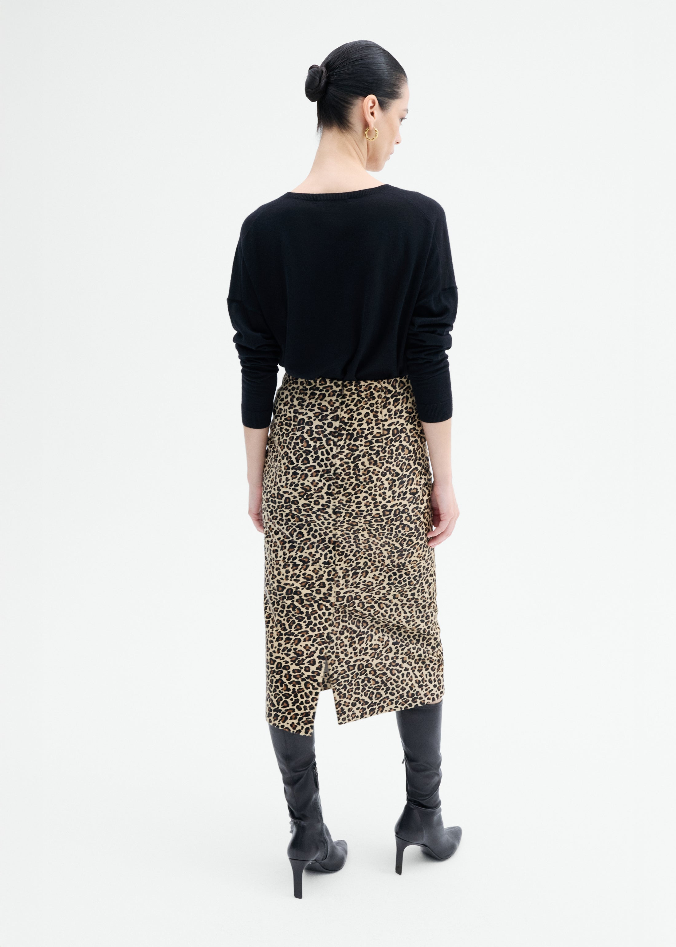 Leather Leopard Skirt in Calf Hair - 4