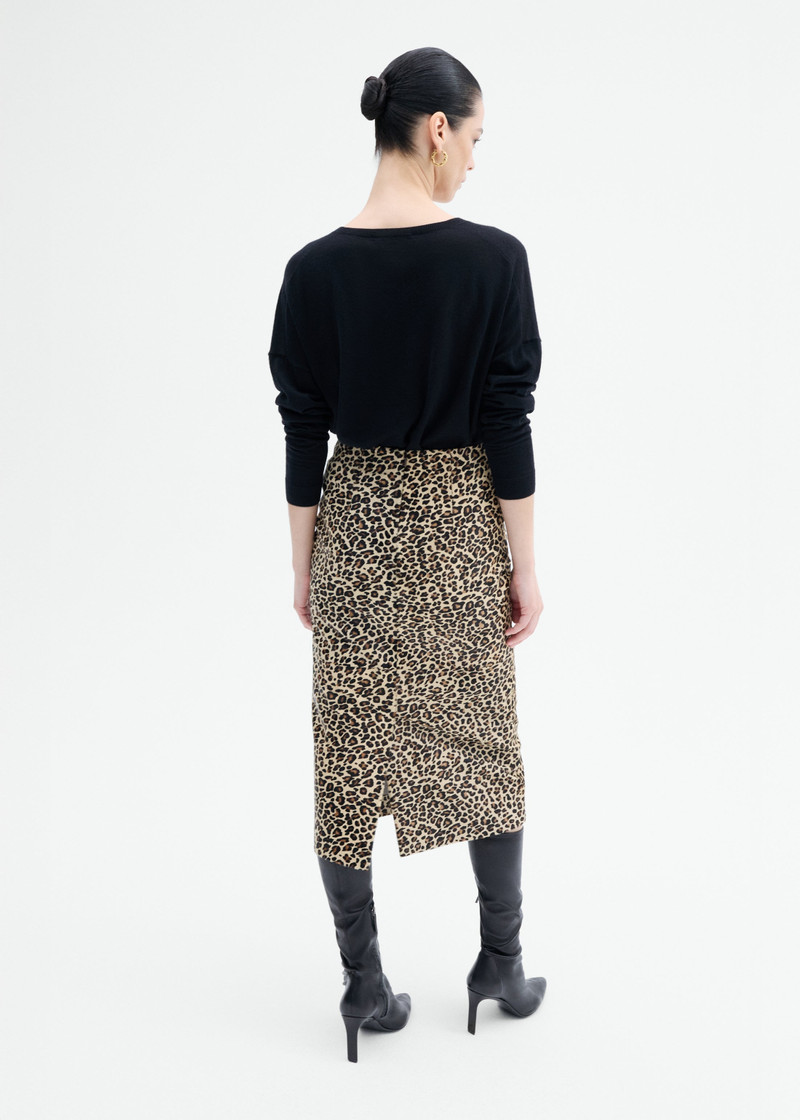 Leather Leopard Skirt in Calf Hair 4