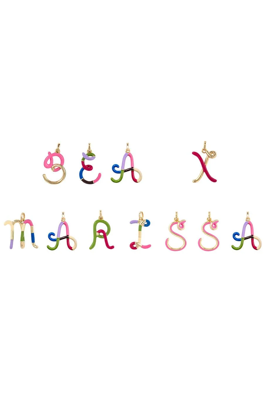 A-Z Multicolor Enamel Necklace - 1