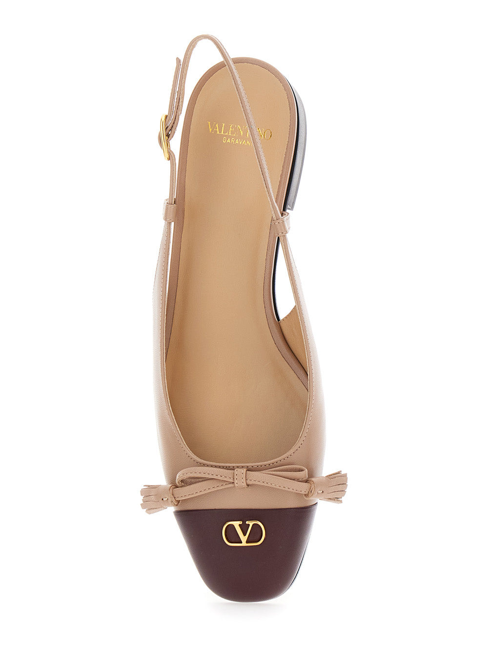 Valentino Garavani Women 'Valet Du Roi' Pink Slingback Ballet Shoes With Bow Detail And Vlogo Plaque - 4