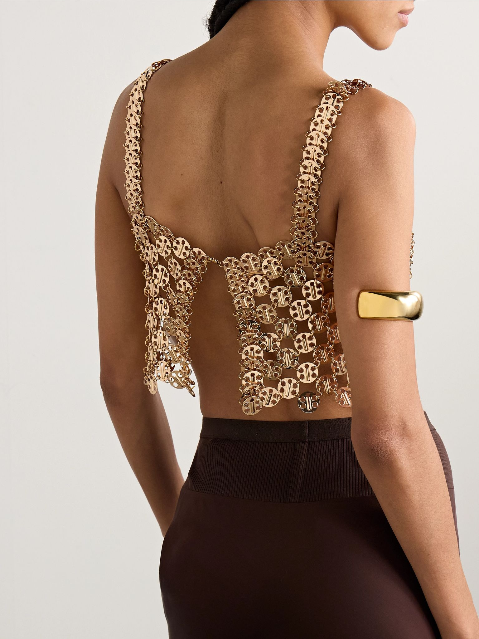 Cropped chainmail tank Gold - 3