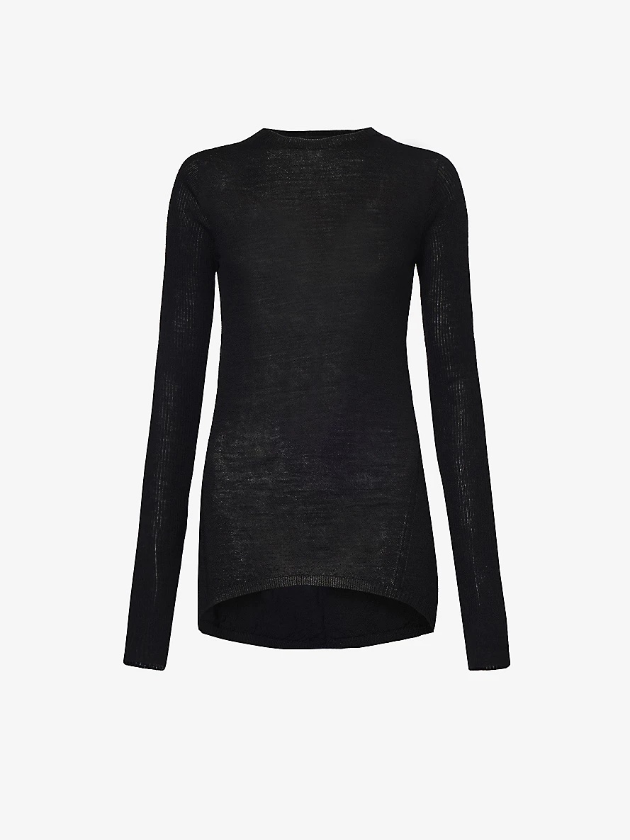 Slim-fit semi-sheer wool-knit jumper - 1