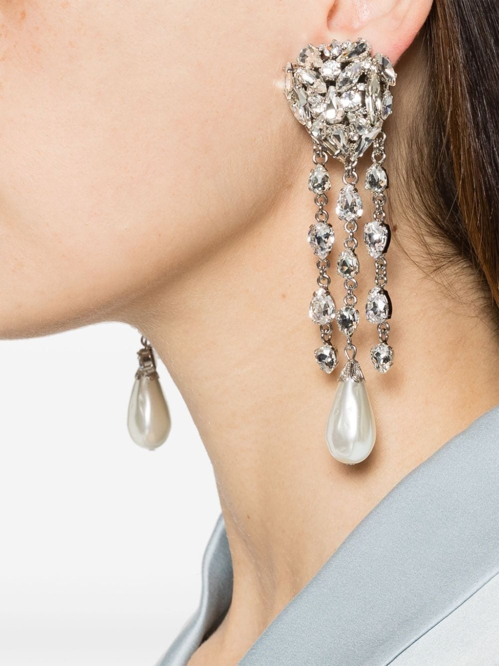 crystal-embellished drop earrings - 2