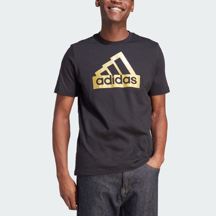 adidas Sportswear Future Icons Metallic T-shirt 'Black Gold' II3468 - 2