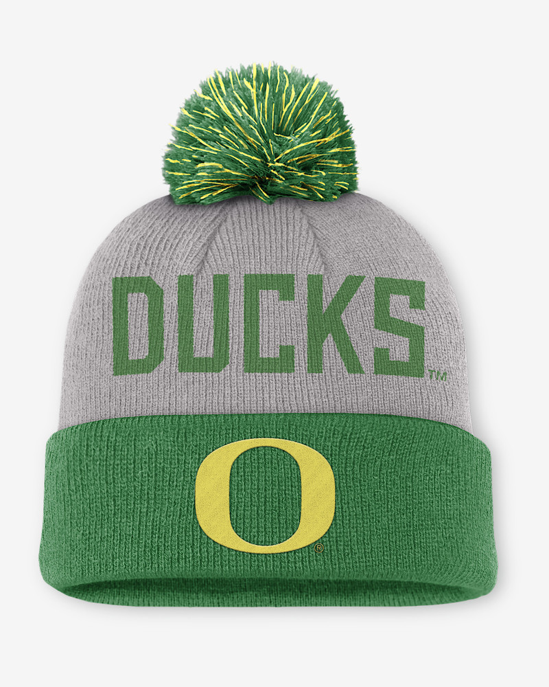 Oregon Primetime Peak Men's Nike College Cuffed Pom Beanie 1