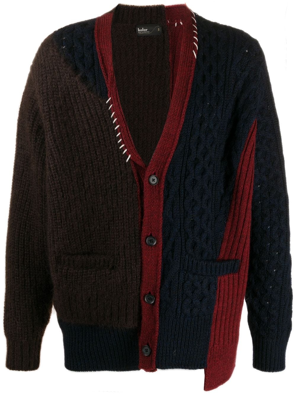 contrast knit cardigan - 1