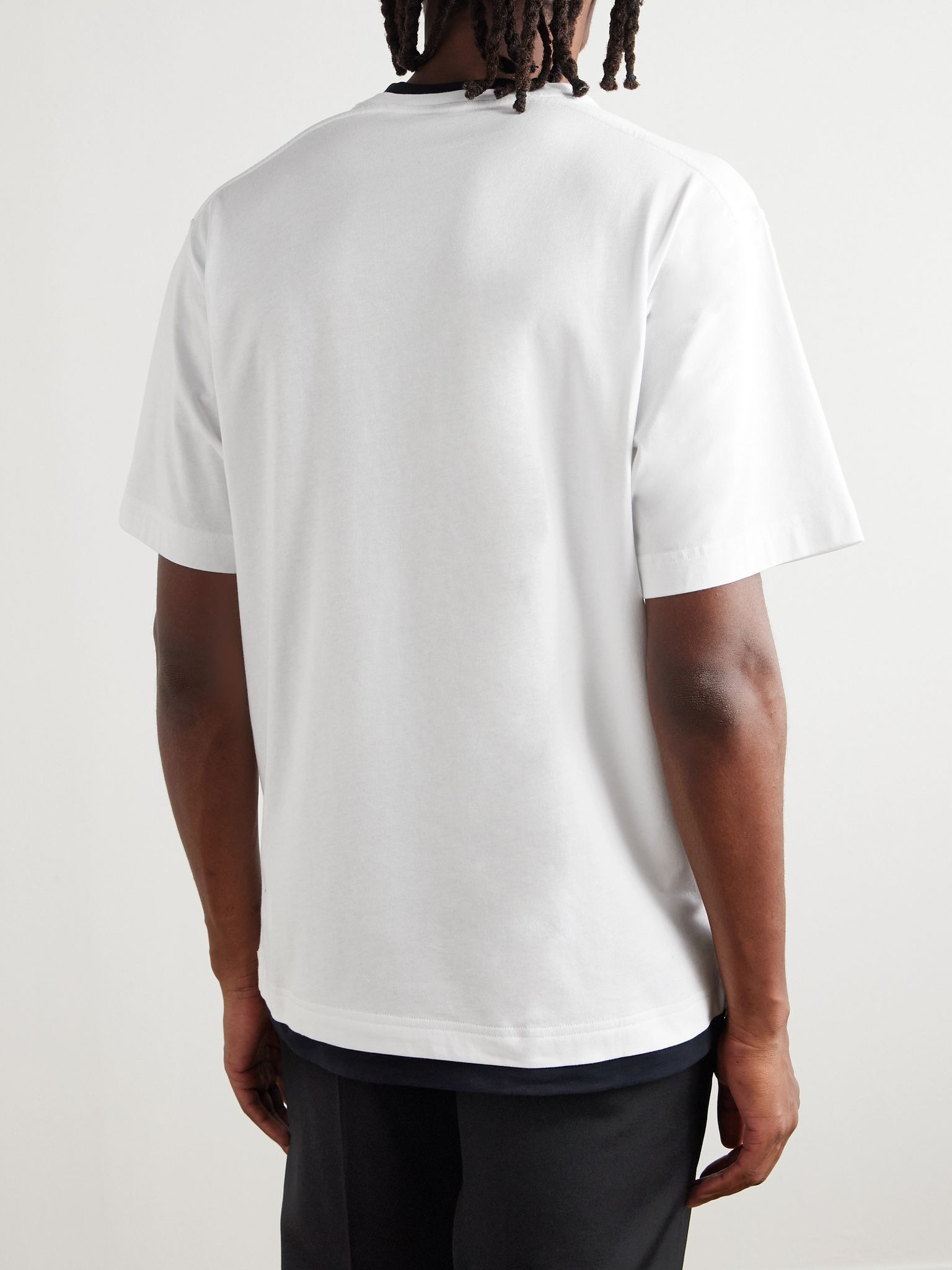 Logo-Embroidered Cotton-Jersey T-Shirt White - 4