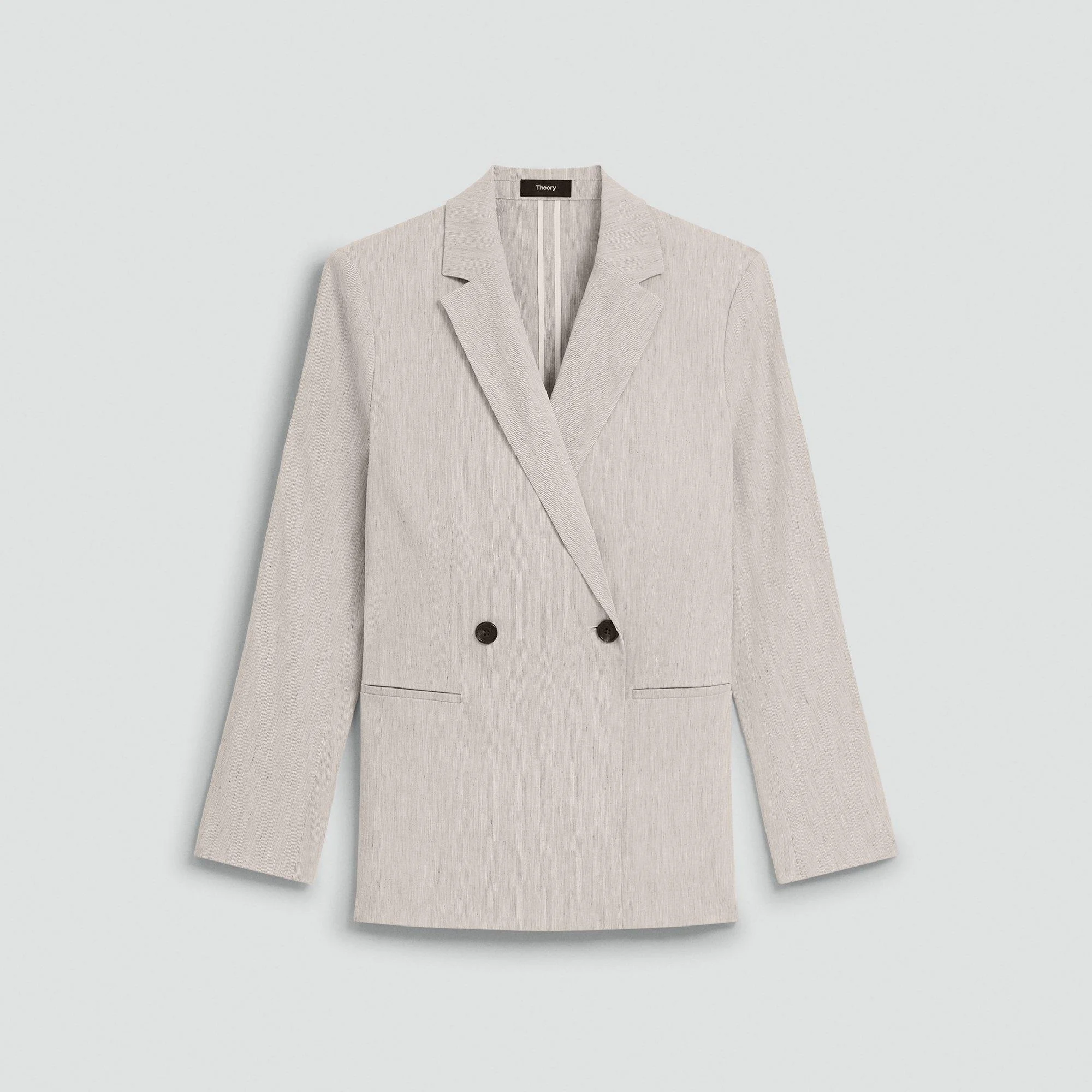 Vented Double-Breasted Blazer in Textured Linen - 1