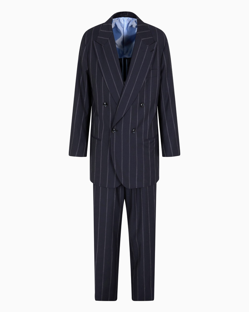 HERITAGE LINE DOUBLE-BREASTED PINSTRIPED SUIT IN VIRGIN WOOL 1