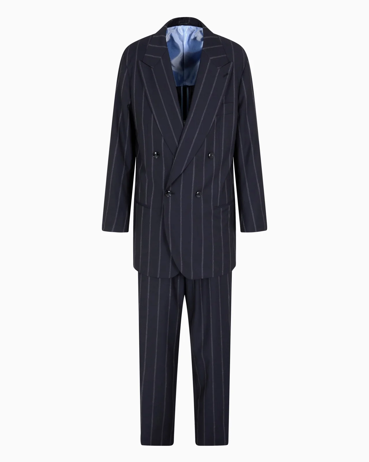 HERITAGE LINE DOUBLE-BREASTED PINSTRIPED SUIT IN VIRGIN WOOL - 1