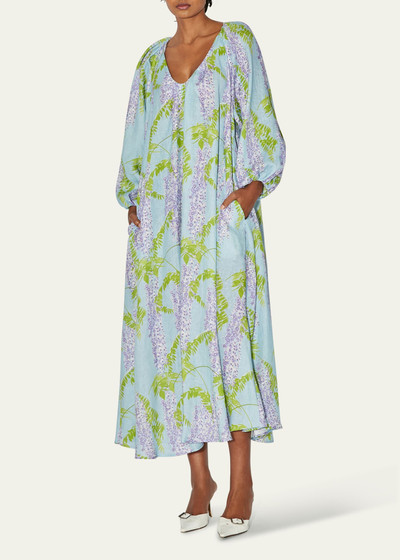 BERNADETTE Flower Printed Linen Maxi Dress outlook