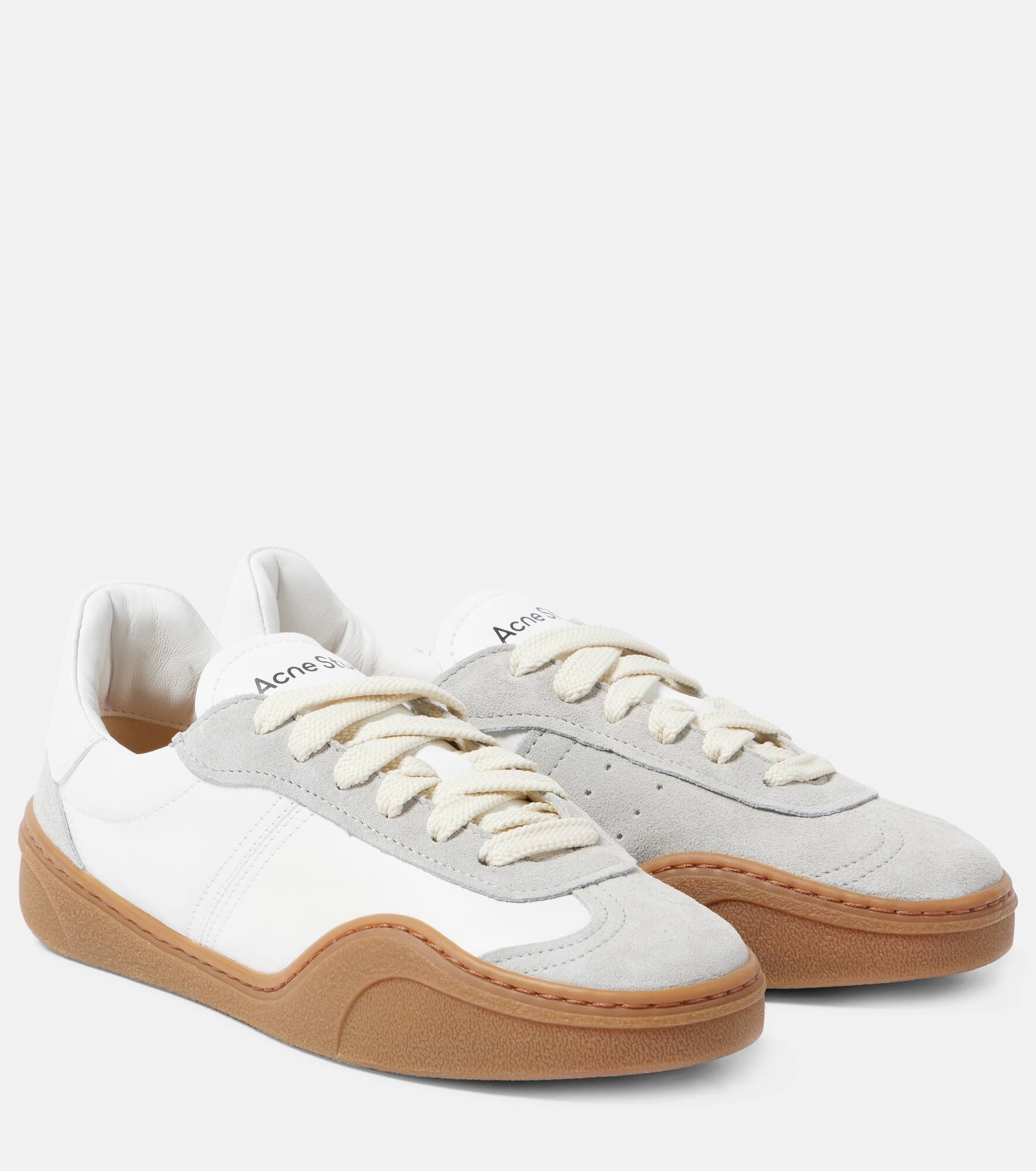Logo suede-trimmed sneakers - 1