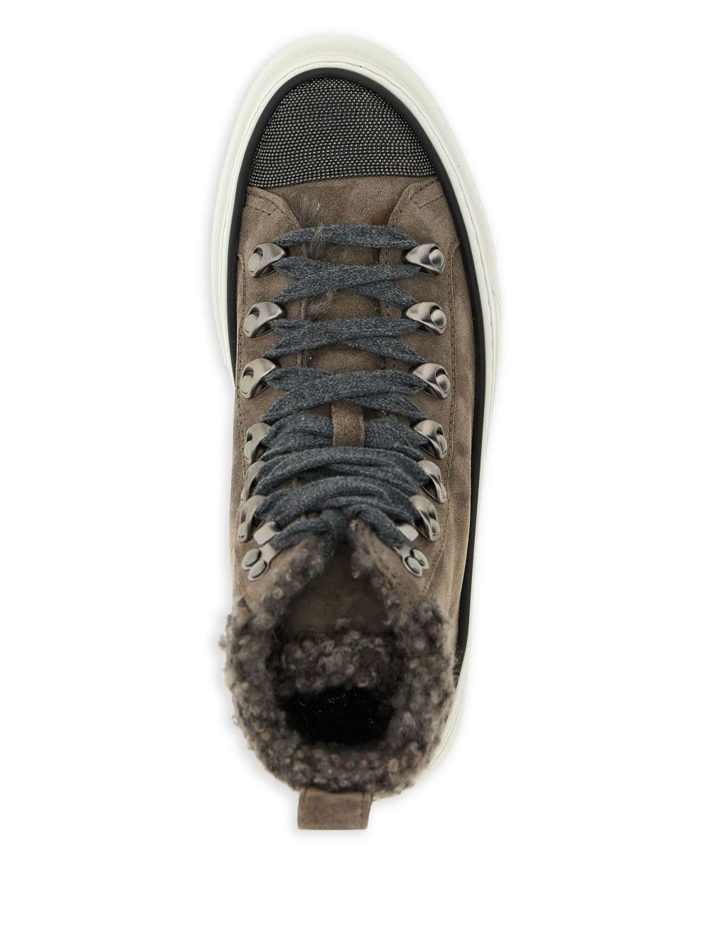 shearling-trim sneakers - 4