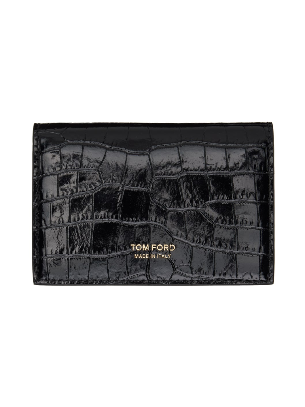 Black Croc-Embossed Card Holder - 1