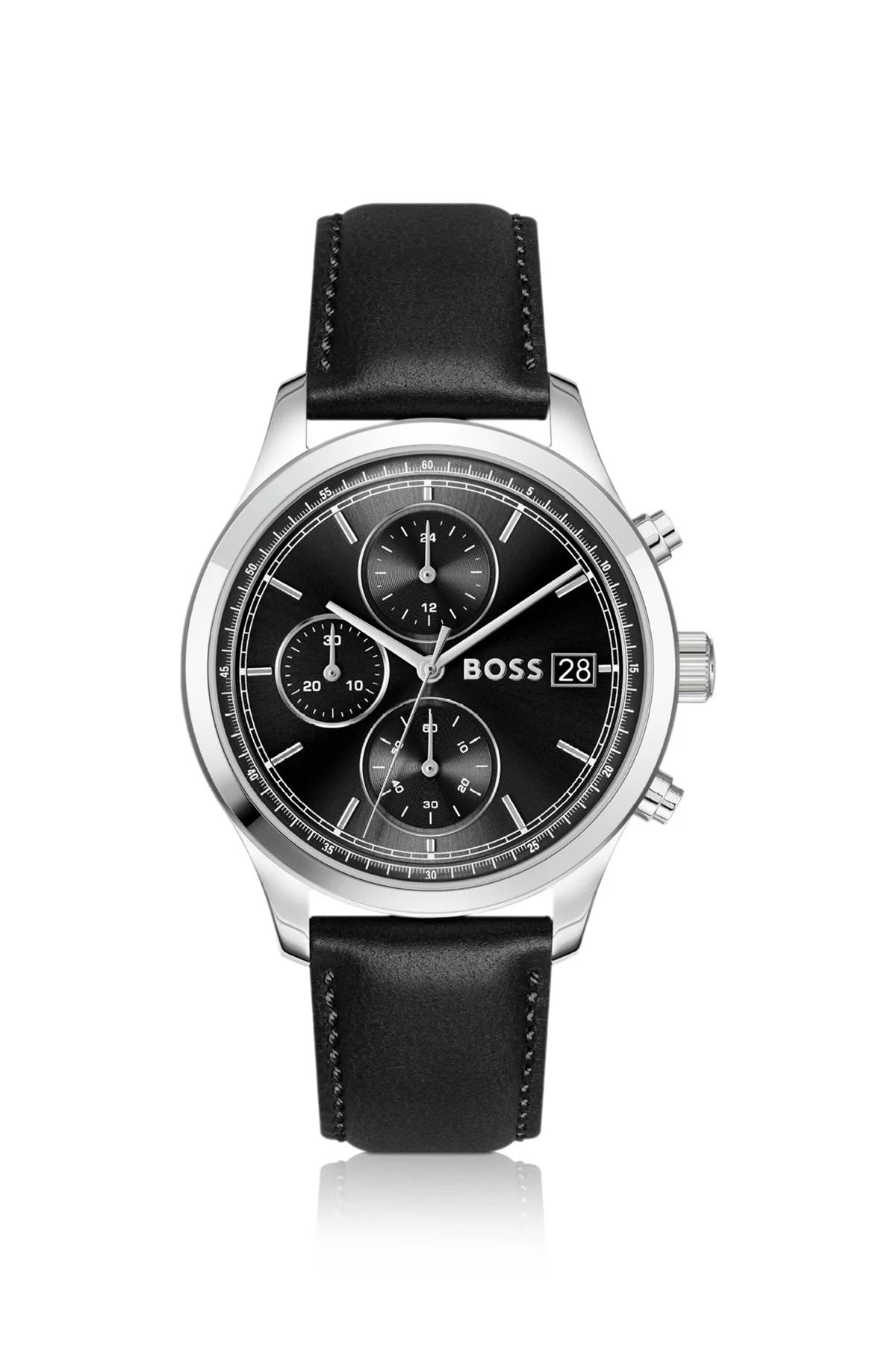 STRATUS CHRONOGRAPH WATCH WITH BLACK LEATHER STRAP - 1