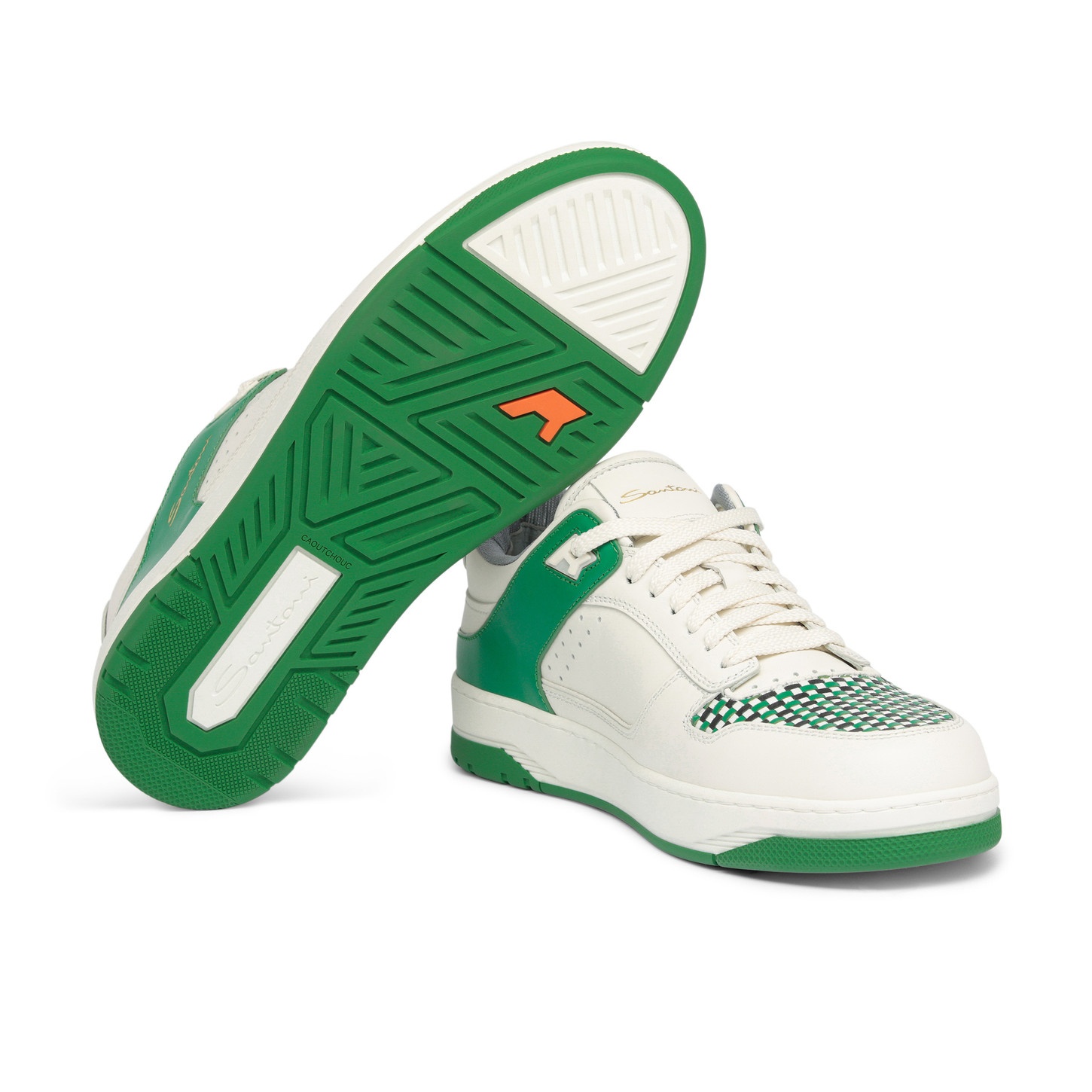 Men's white and green leather Sneak-Air sneaker - 4