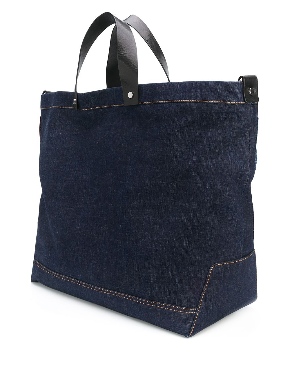 embroidered badge denim tote - 3