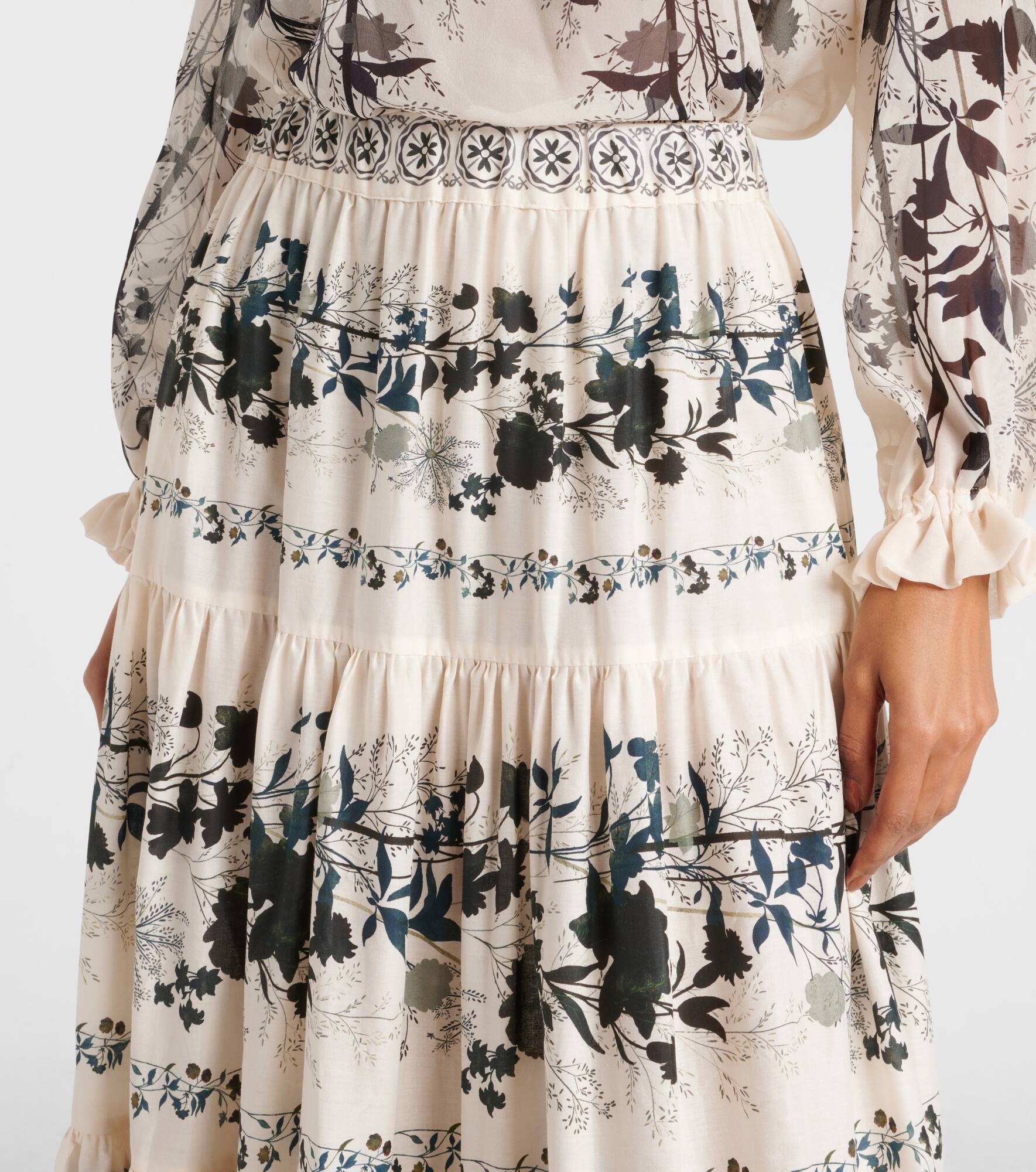 Big floral cotton maxi skirt - 4