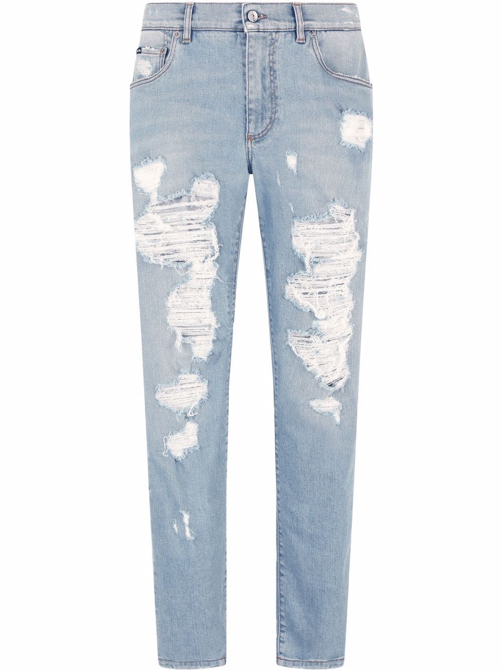 distressed straight-leg jeans - 1