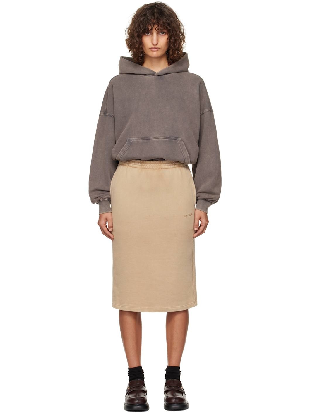 Gray & Brown Layered Hoodie Midi Dress - 1