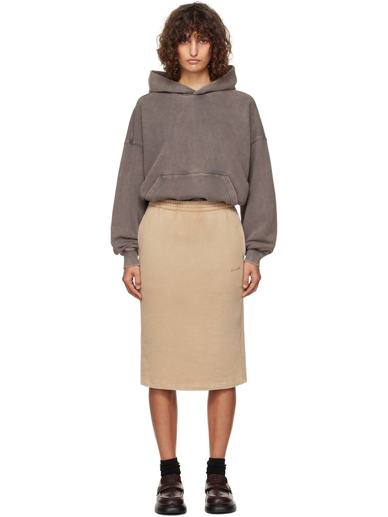 Gray & Brown Layered Hoodie Midi Dress 1