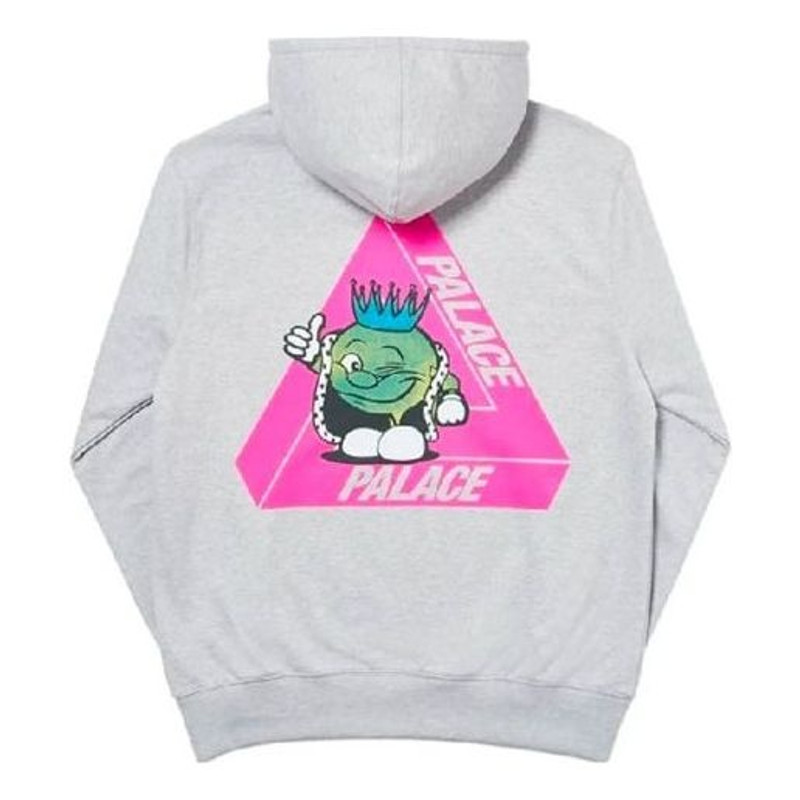 PALACE Cartoon Printing hooded Logo Pullover Unisex Gray P18HD055 - 1