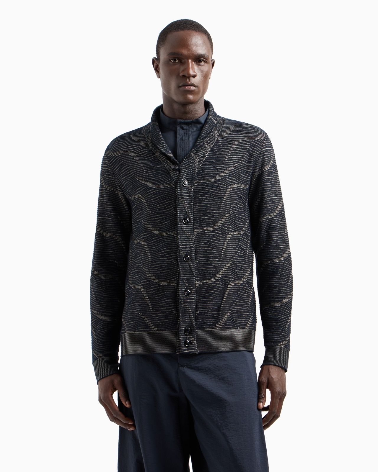 JACQUARD COTTON, VISCOSE AND CASHMERE CARDIGAN - 4