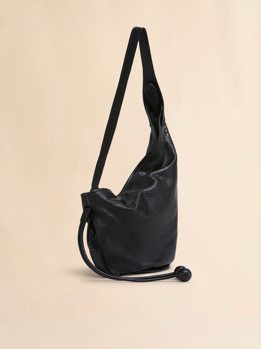 SMALL BLACK NAPPA HOBO BAG - 5