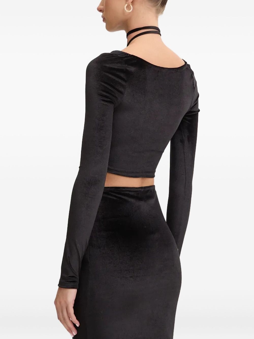 tie-neck velvet top - 2