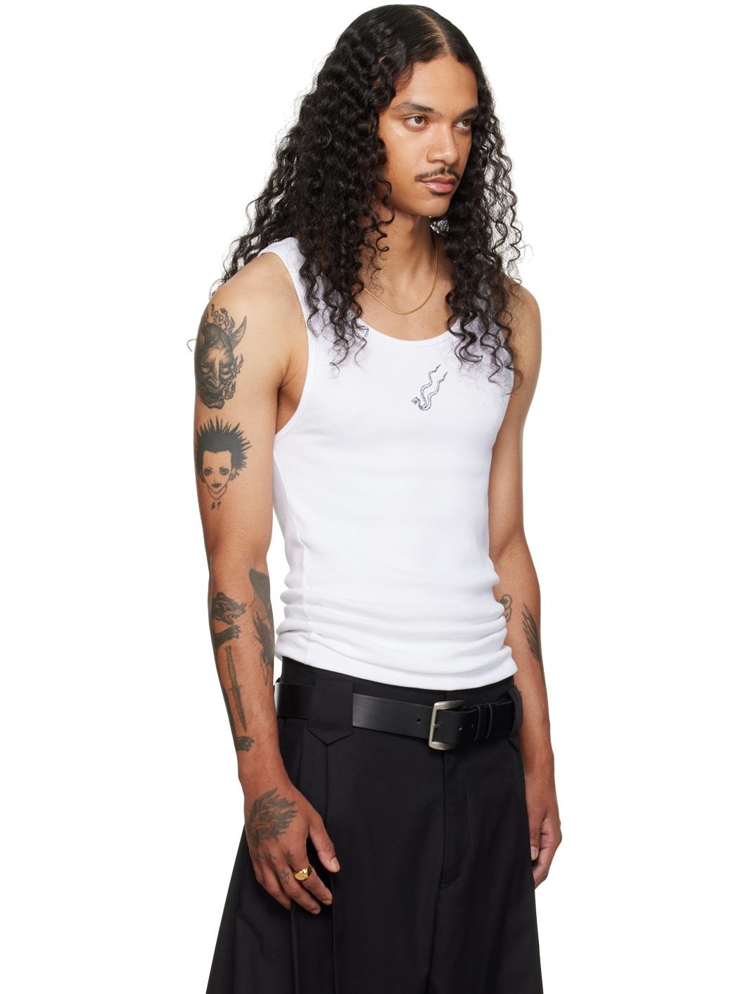 White Logo Embroidered Tank Top - 2