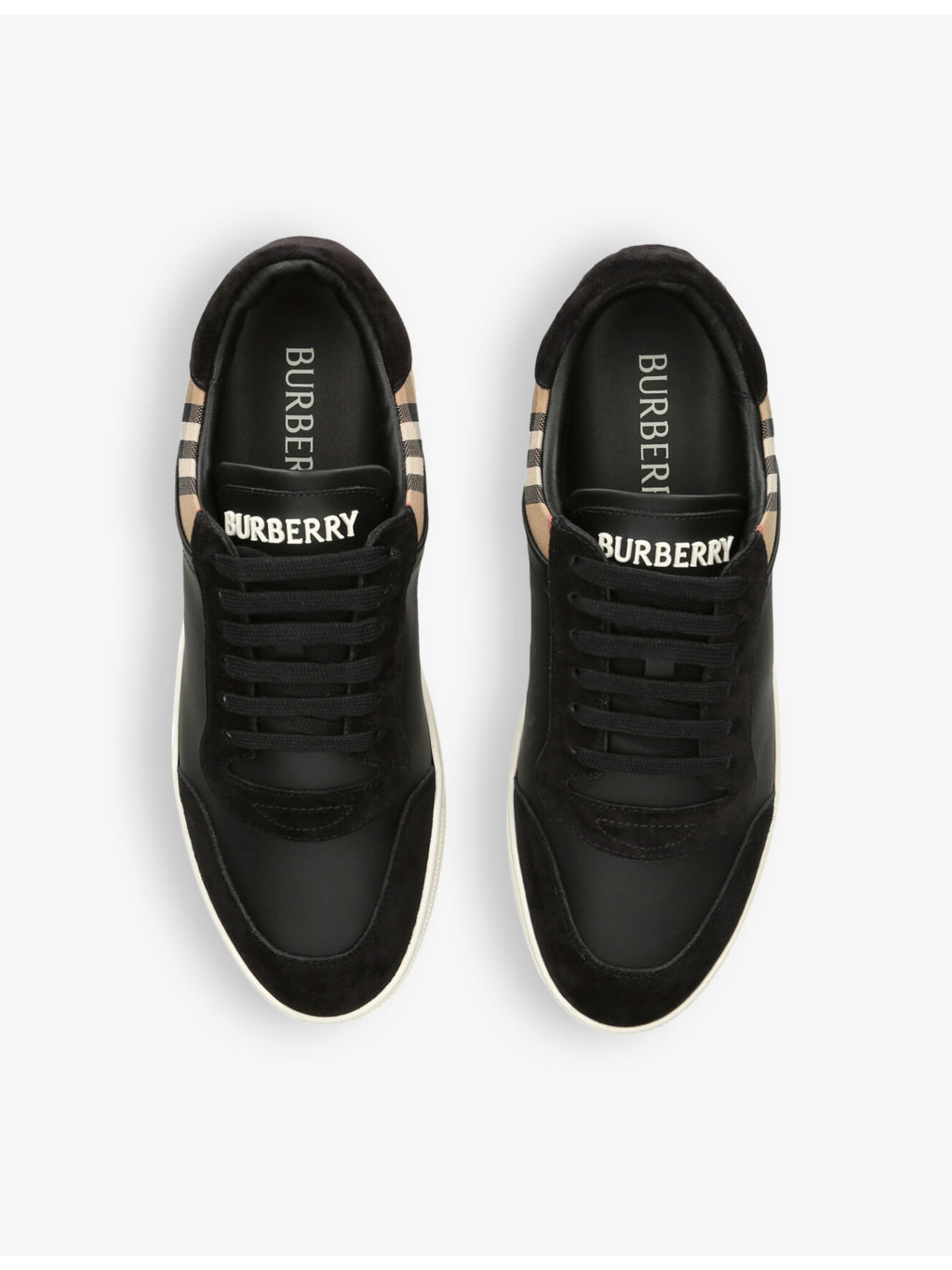 Stevie check-print leather low-top trainers - 2
