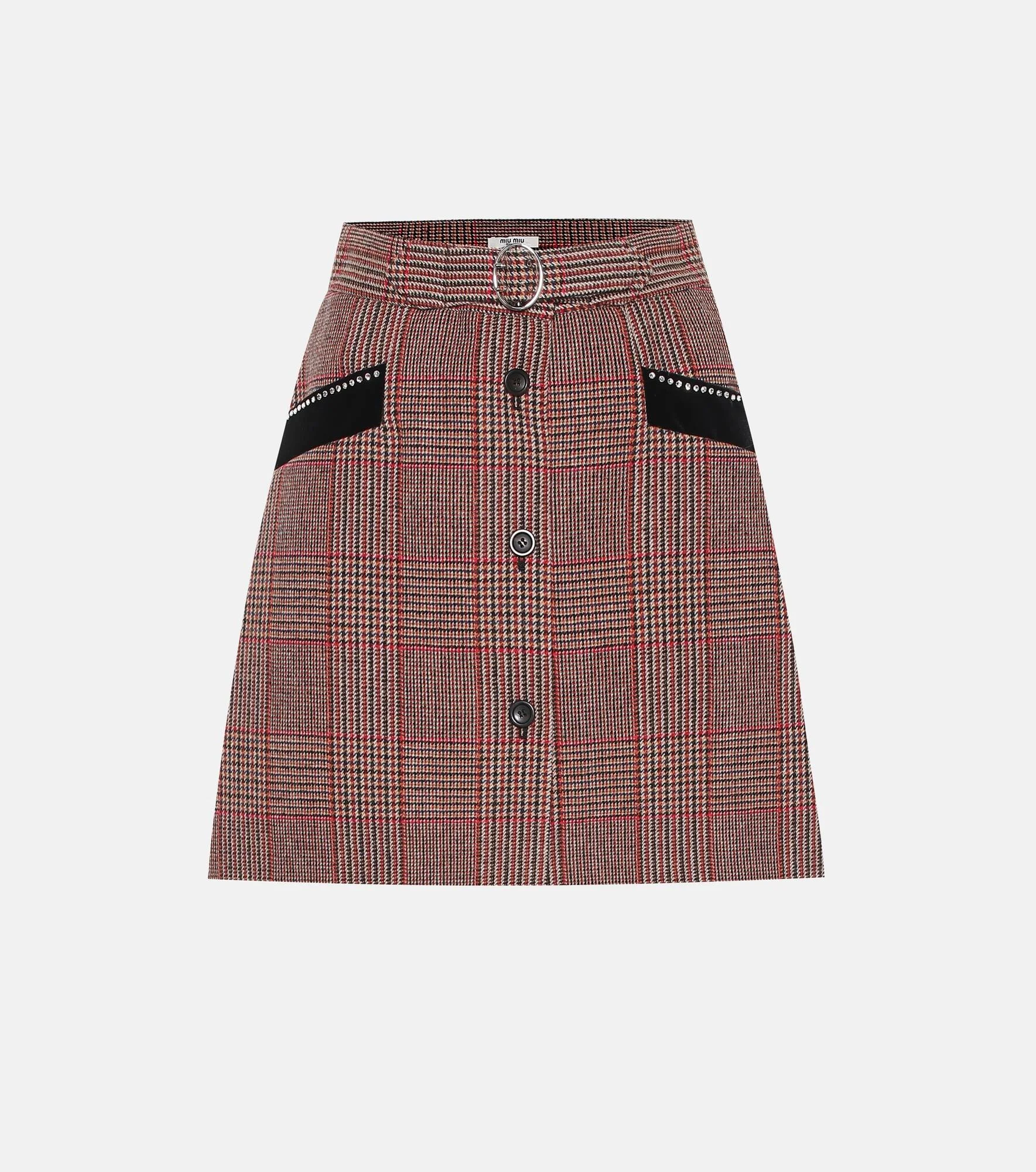 Checked wool-blend skirt - 1