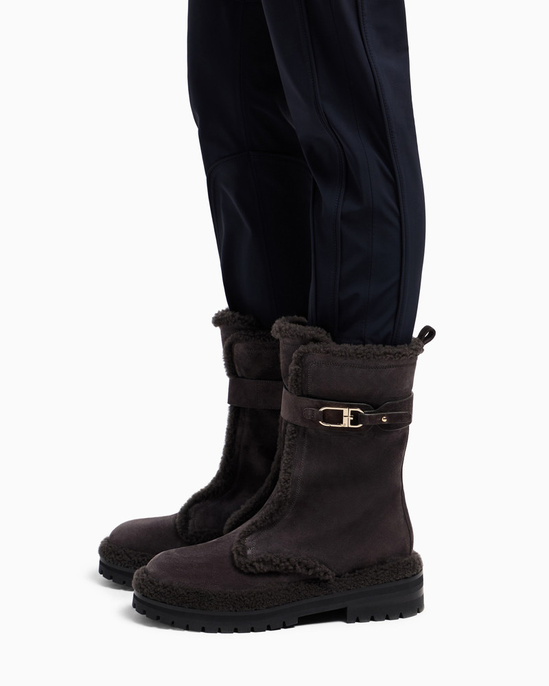 GIORGIO ARMANI NEVE SUEDE AND SHEARLING SHEEPSKIN ANKLE BOOTS 7