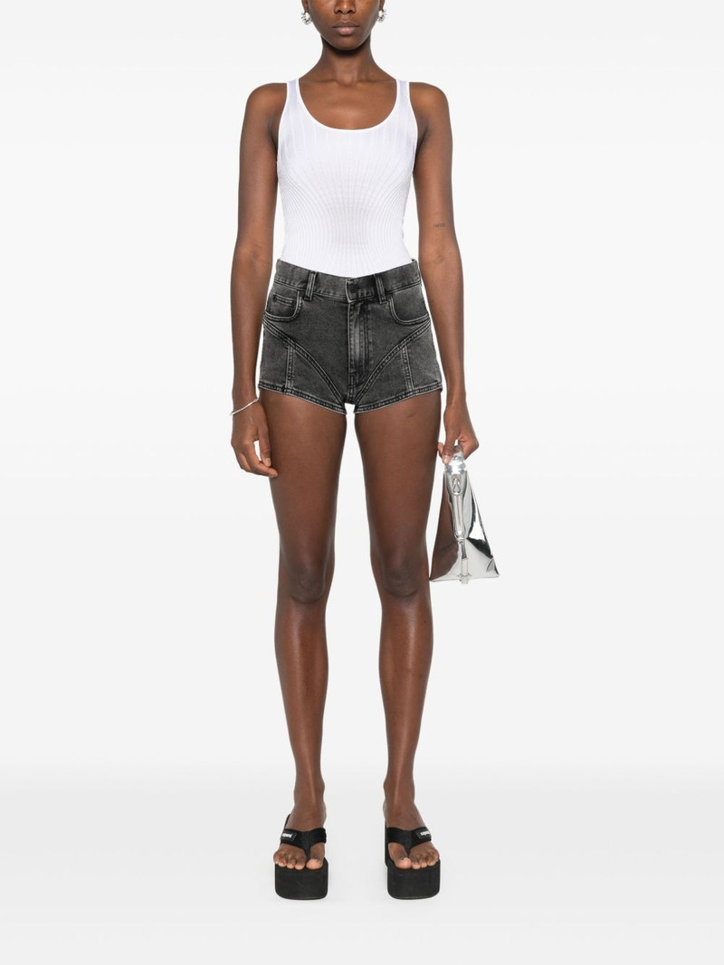 MUGLER bi-material denim shorts outlook
