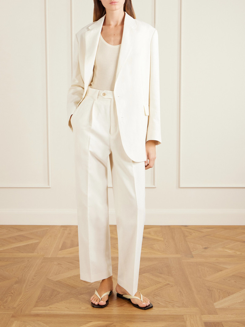 AURALEE Oversized Wool, Cotton And Linen-blend Oxford Blazer outlook