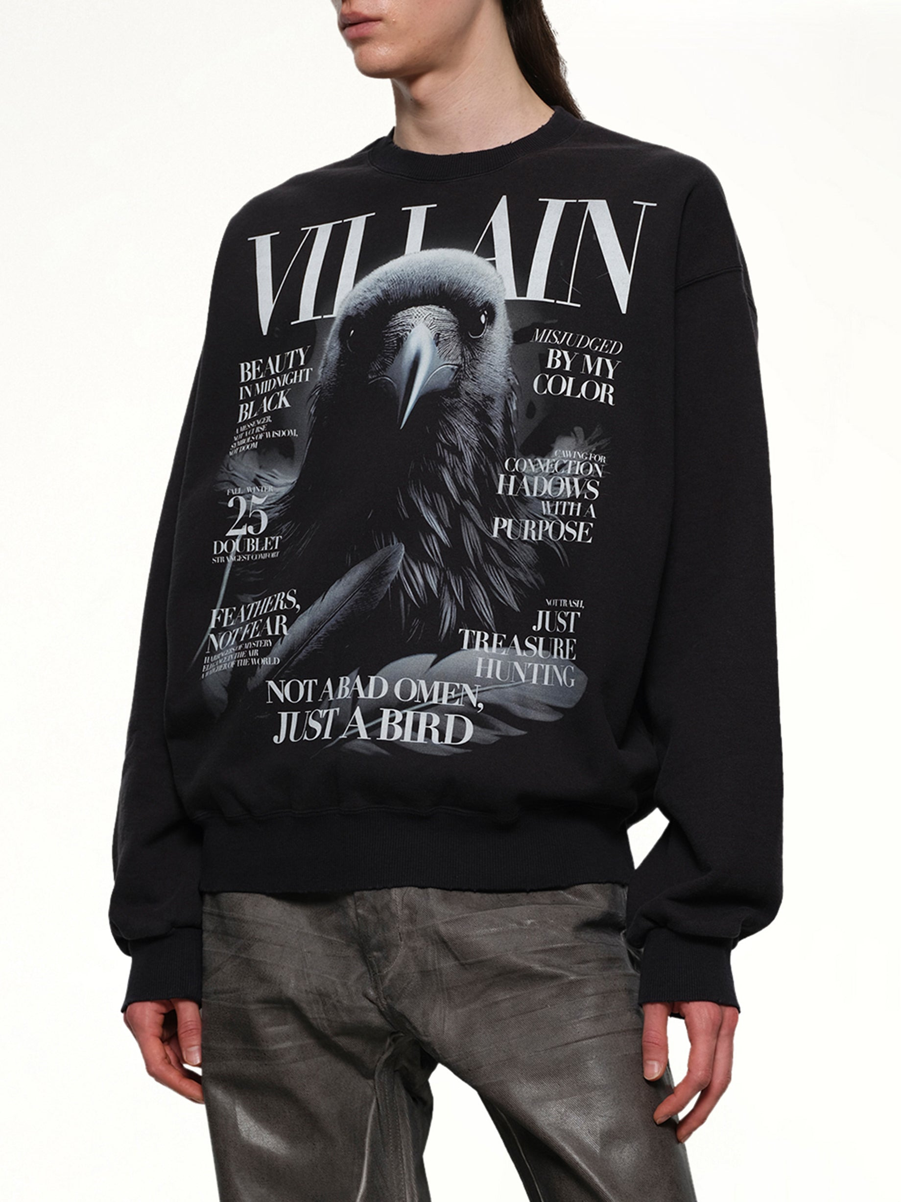 Villain Cover Print Sweat Shirt in Black - 6