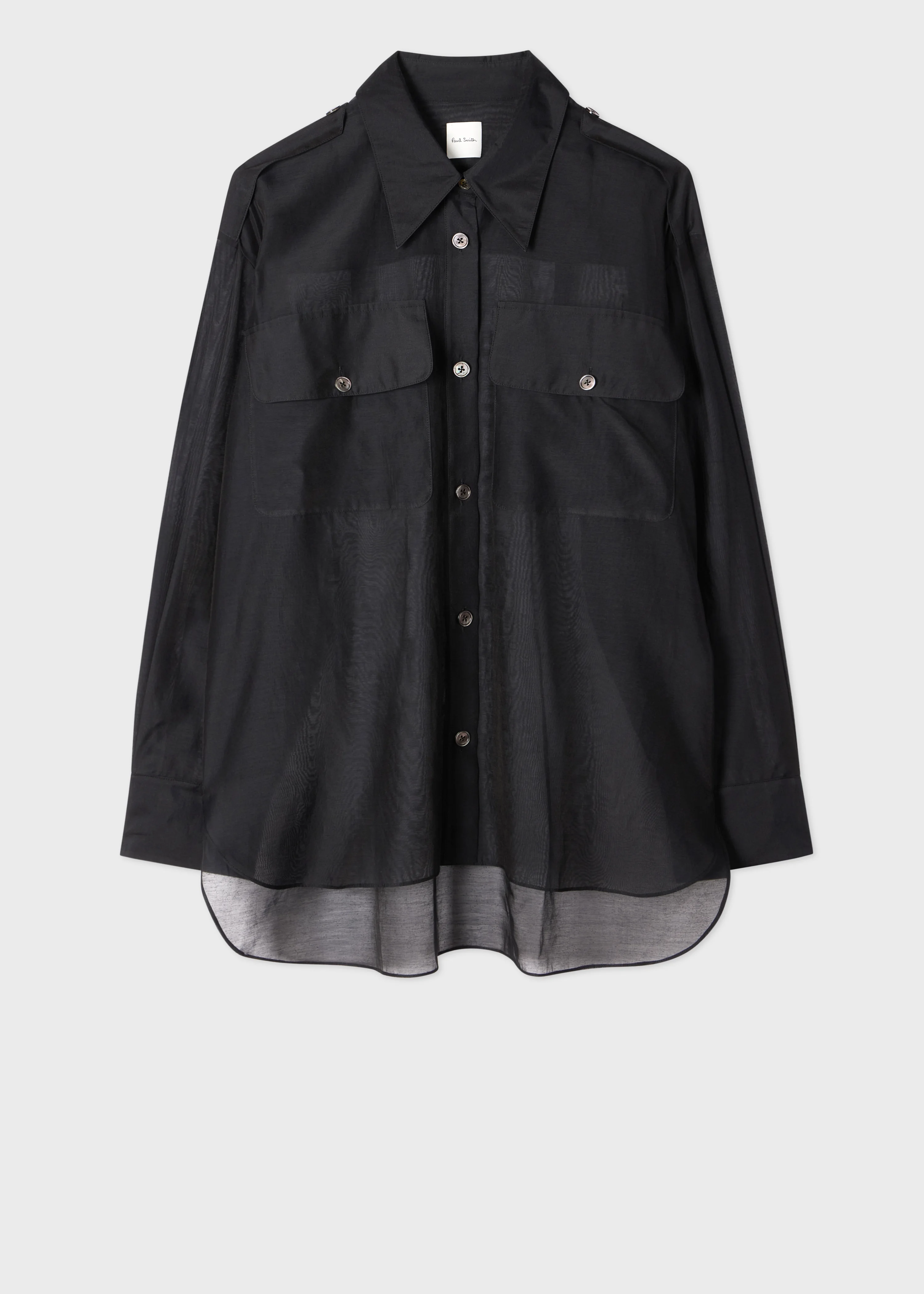 Women's Black Cotton-Silk Organza Shirt - 1