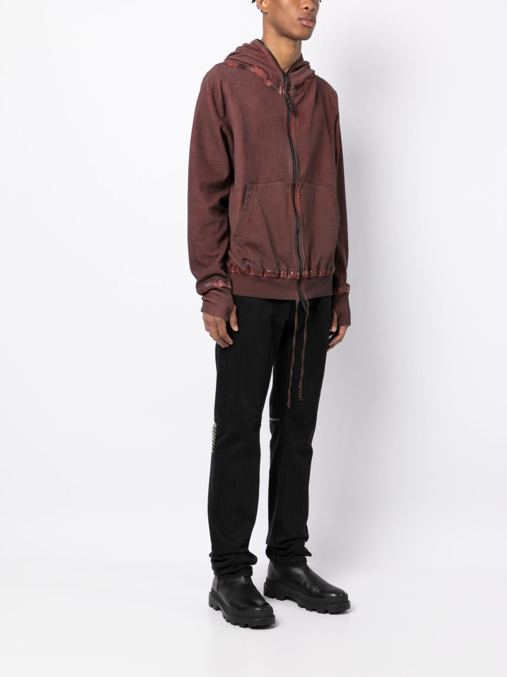 zipped organic cotton hoodie jacket - 3